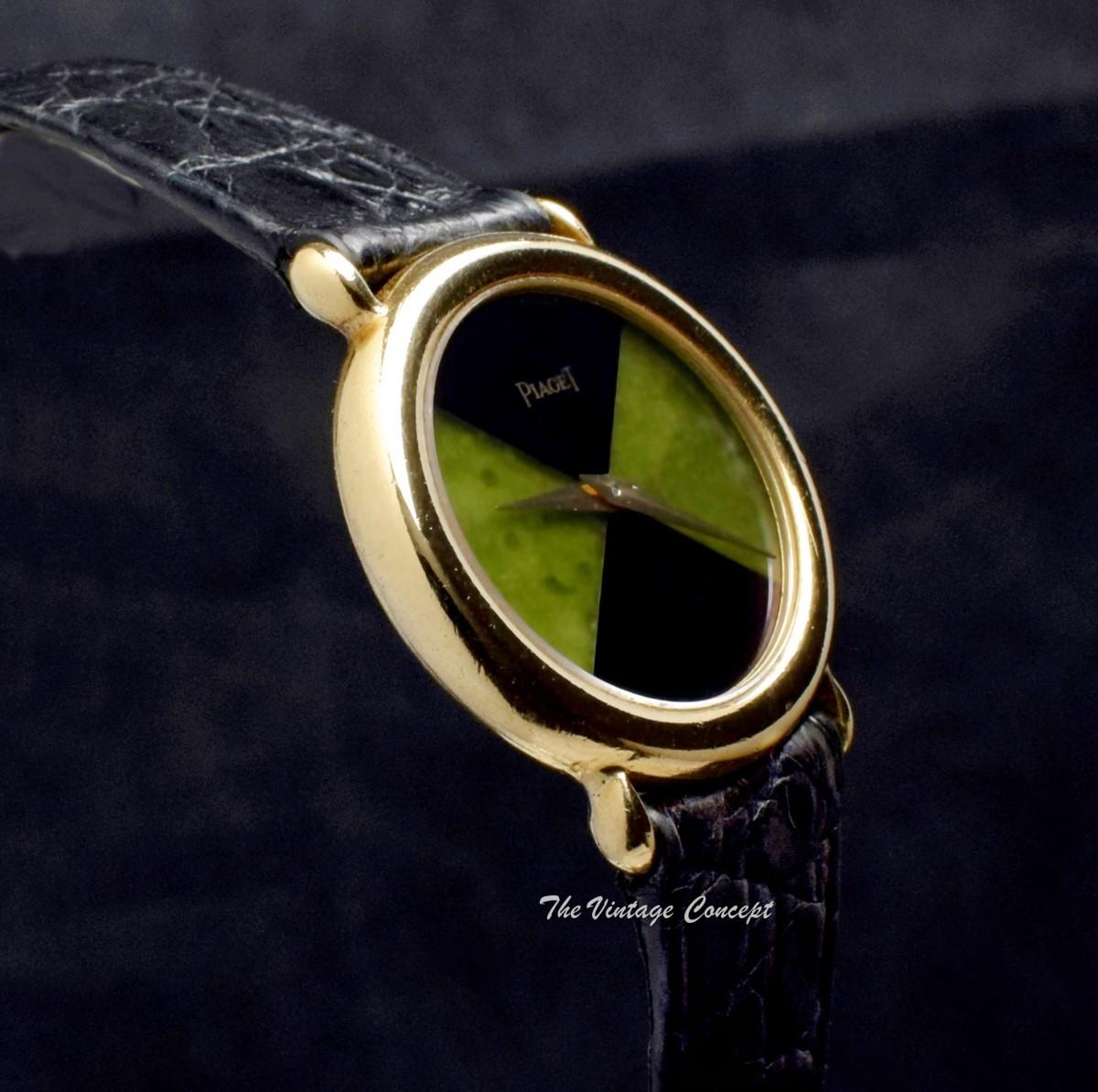 Piaget 18K Yellow Gold Onyx & Jadeite Stone Dial Manual Wind 9040  (SOLD)