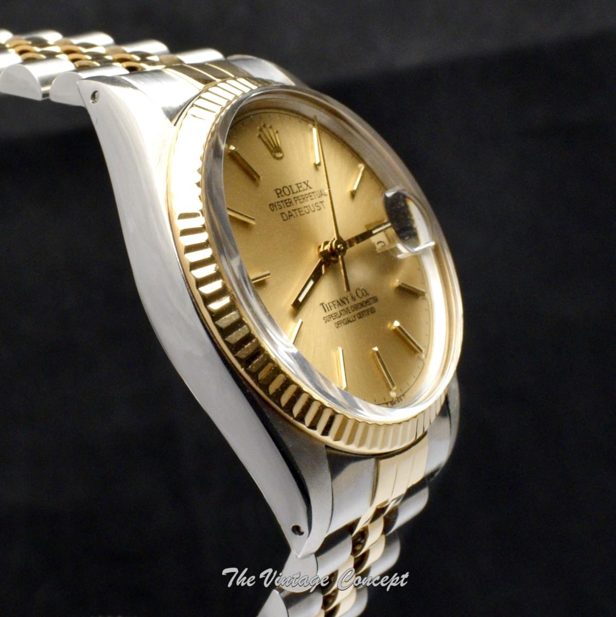 Rolex Datejust Two-Tone 18K Yellow Gold & Steel Gold Dial "Tiffany & Co" 16013 w/ Original Paper & Service Paper (SOLD)