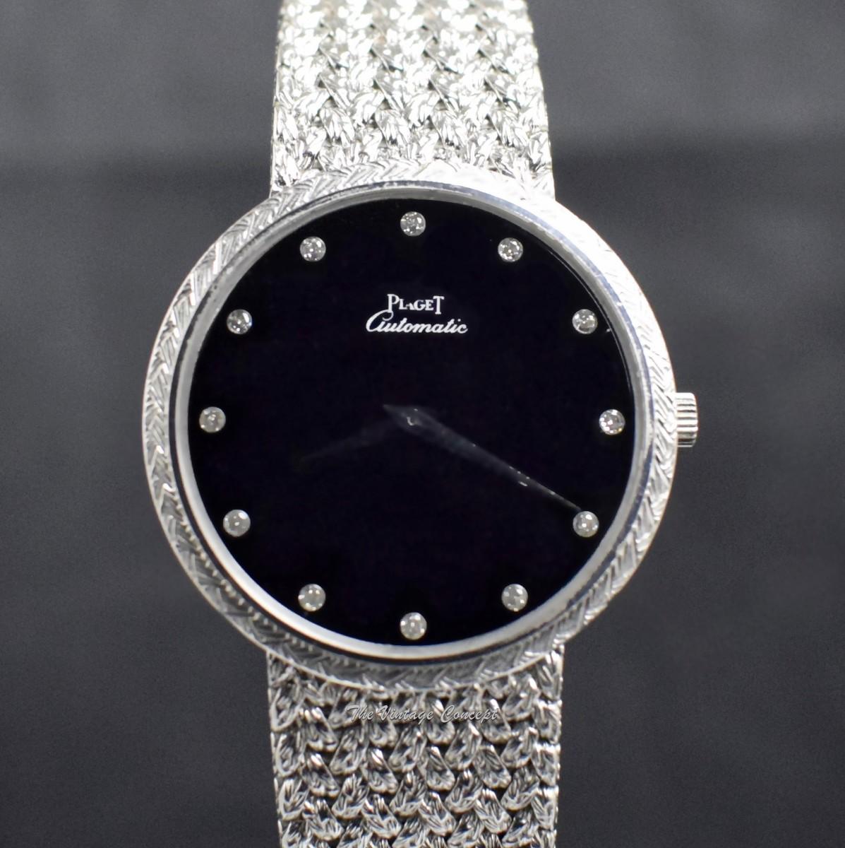 Piaget 18K White Gold Onyx & Diamond Dial Automatic 12343 D2