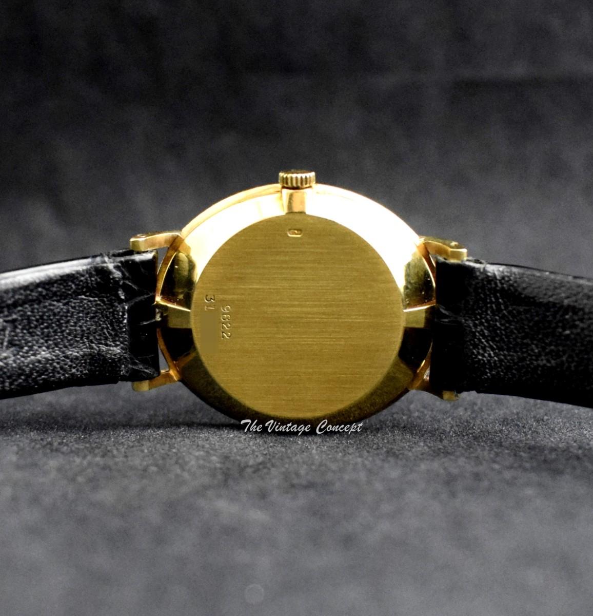 Piaget 18K Yellow Gold Oval Lady Onyx & Diamond Dial 9822 Manual Wind Watch