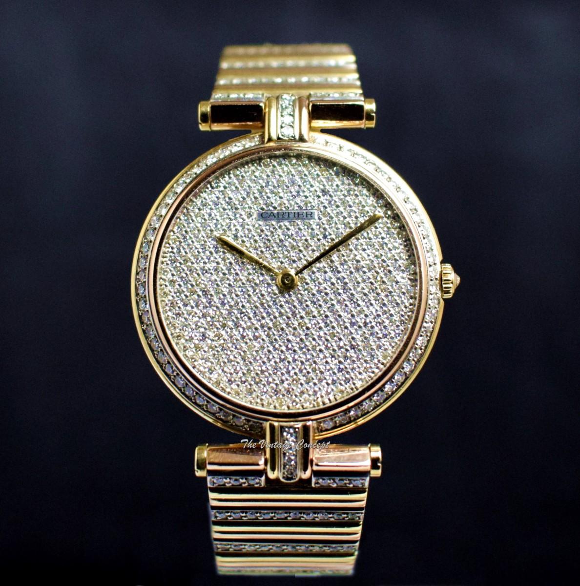 Rare Cartier 18K Tri-Color Gold Panthere Vendome Miss Universe Pave Diamond w/ Original Paper