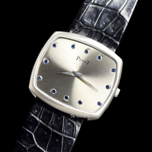 Piaget 18K White Gold Cushion Rectangular Blue Sapphire Indexes 9731 Manual Wind