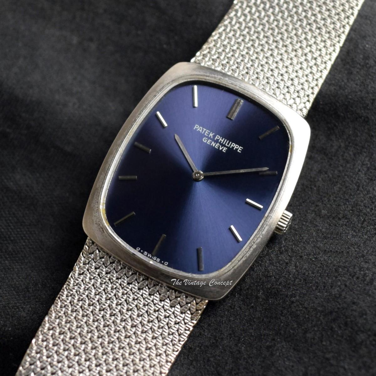 Patek Philippe 18K White Gold Blue Dial 3567 Manual Wind Bracelet Watch (SOLD)