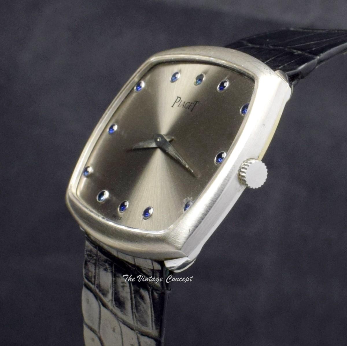 Piaget 18K White Gold Cushion Rectangular Blue Sapphire Indexes 9731 Manual Wind