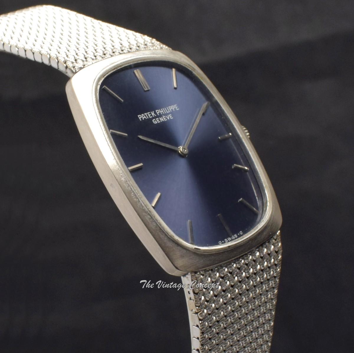 Patek Philippe 18K White Gold Blue Dial 3567 Manual Wind Bracelet Watch (SOLD)