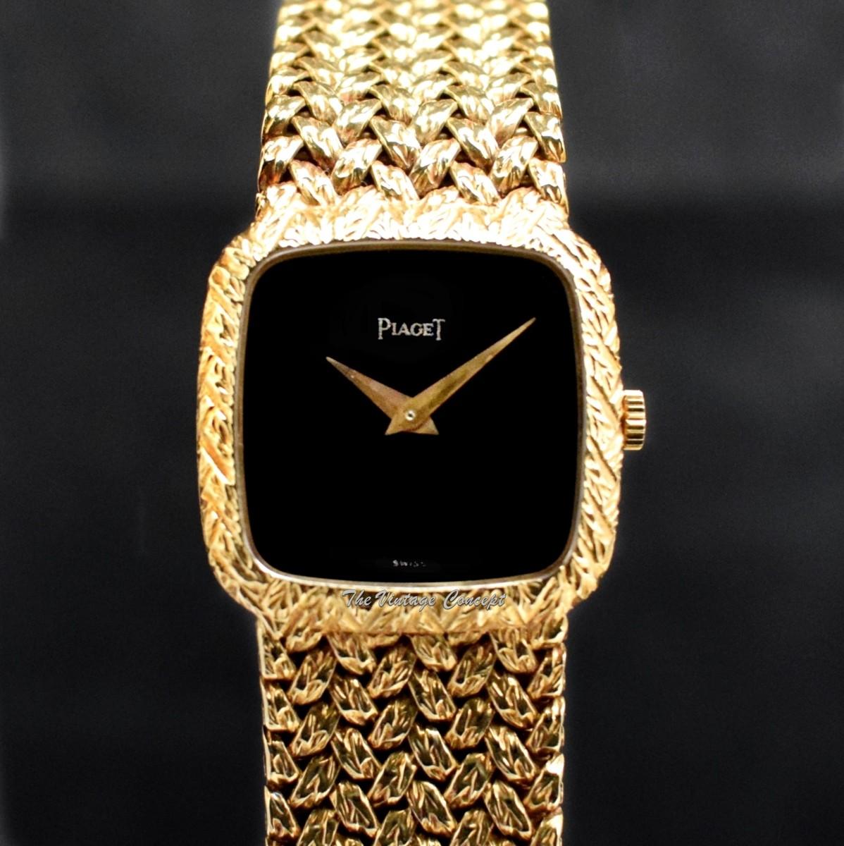 Piaget 18K Yellow Gold Onyx Stone Dial Manual Wind 9902D2  (SOLD)