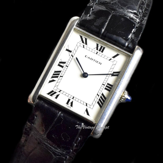 Rare Cartier 18K White Gold Jumbo Tank Paris Dial Automatic 17002 (Box Set)  (SOLD)