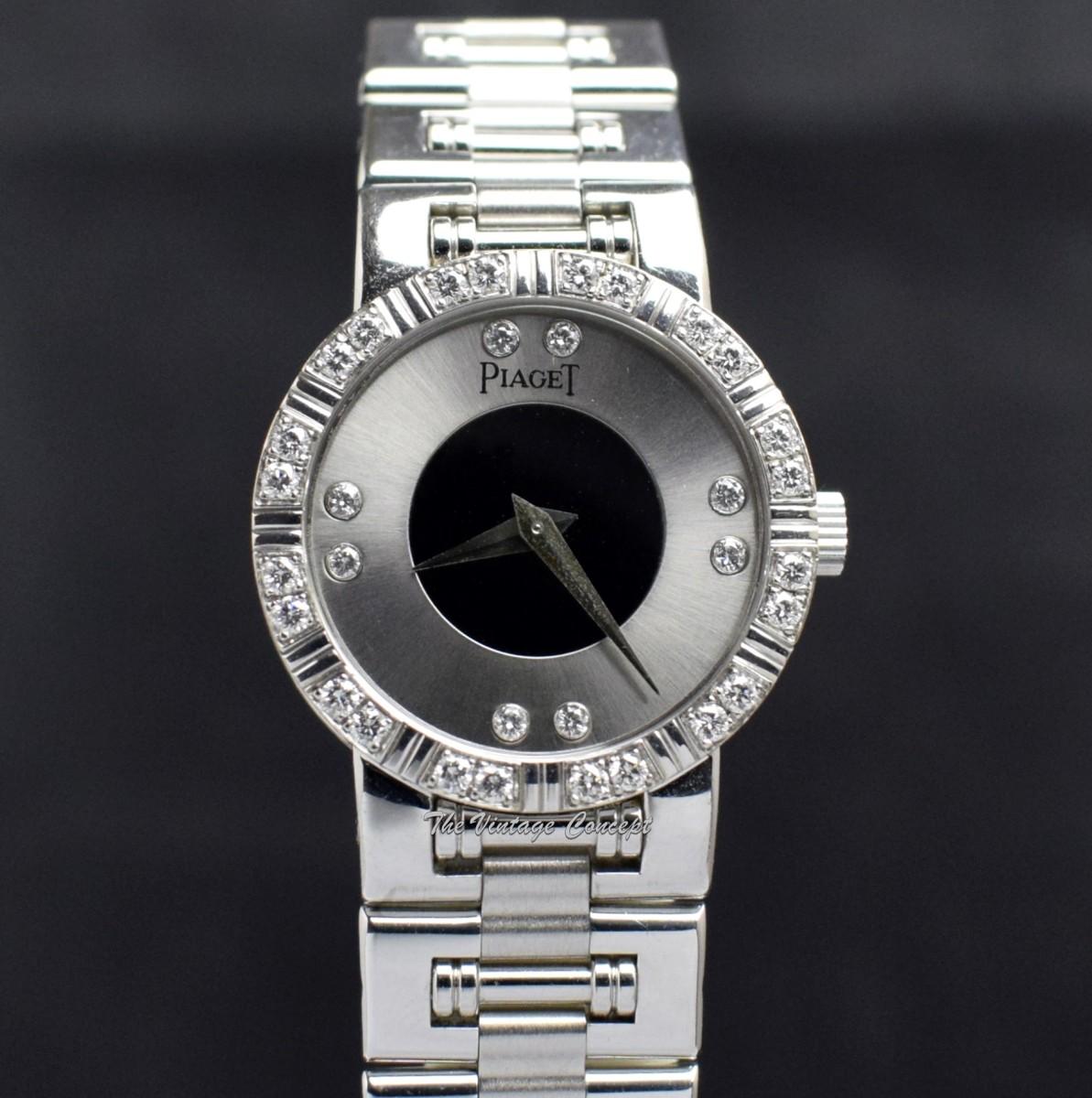 Piaget 23mm 18K White Gold Dancer Silver and Black Dial Diamond 90564 w/ Original Paper