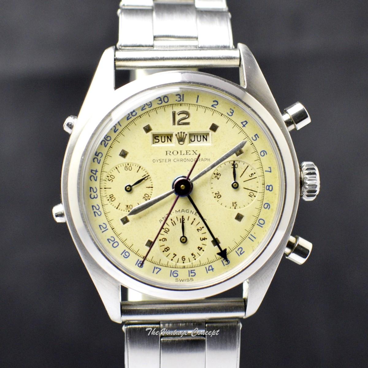 Rolex Killy Triple Date Calendar Chronograph Stainless Steel Creamy Dial 6036