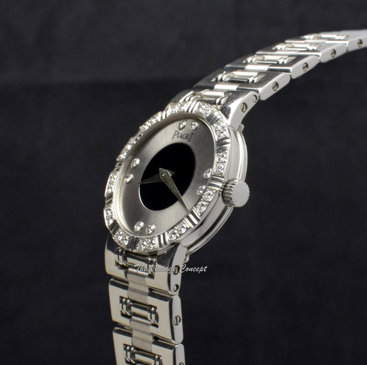 Piaget 23mm 18K White Gold Dancer Silver and Black Dial Diamond 90564 w/ Original Paper