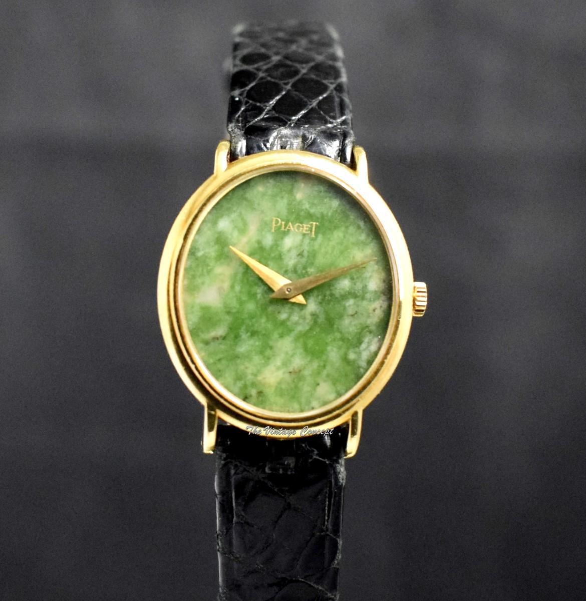 Piaget 18K Yellow Gold Oval Lady Jade Dial 9822 Manual Wind Watch  (SOLD)