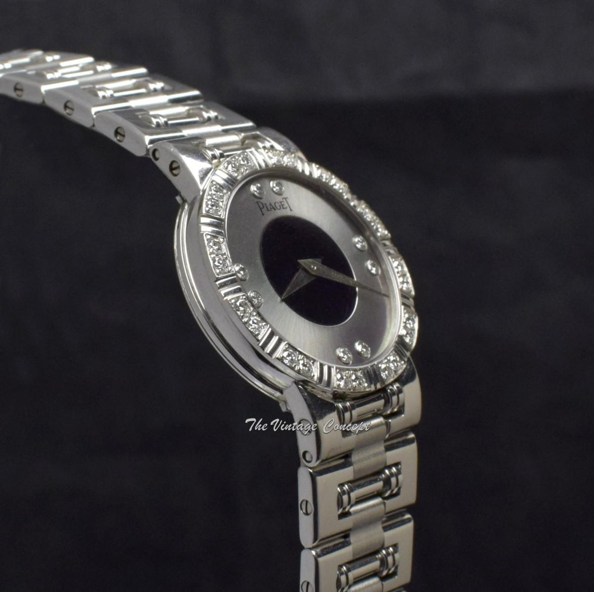 Piaget 23mm 18K White Gold Dancer Silver and Black Dial Diamond 90564 w/ Original Paper