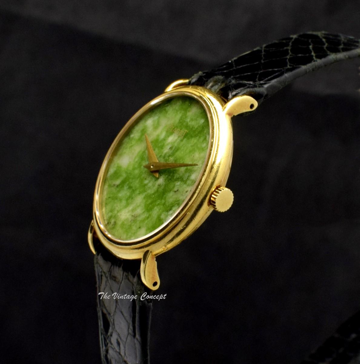 Piaget 18K Yellow Gold Oval Lady Jade Dial 9822 Manual Wind Watch  (SOLD)