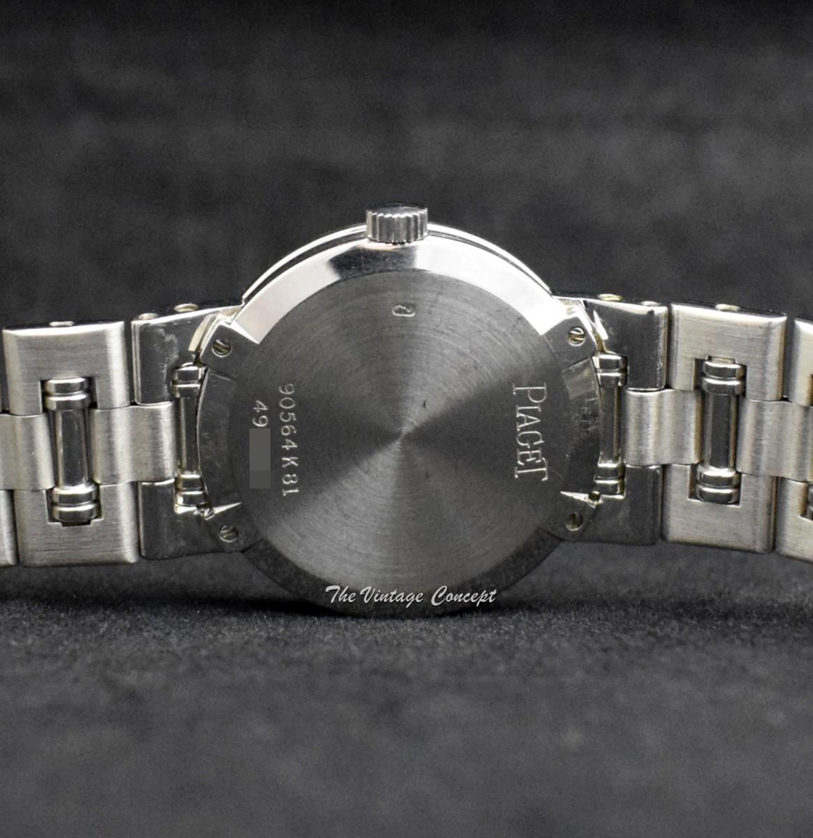 Piaget 23mm 18K White Gold Dancer Silver and Black Dial Diamond 90564 w/ Original Paper