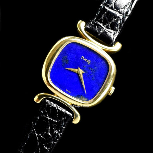 Piaget 18K YG Integral Lugs Lapis Dial 9451D Manual Wind Watch