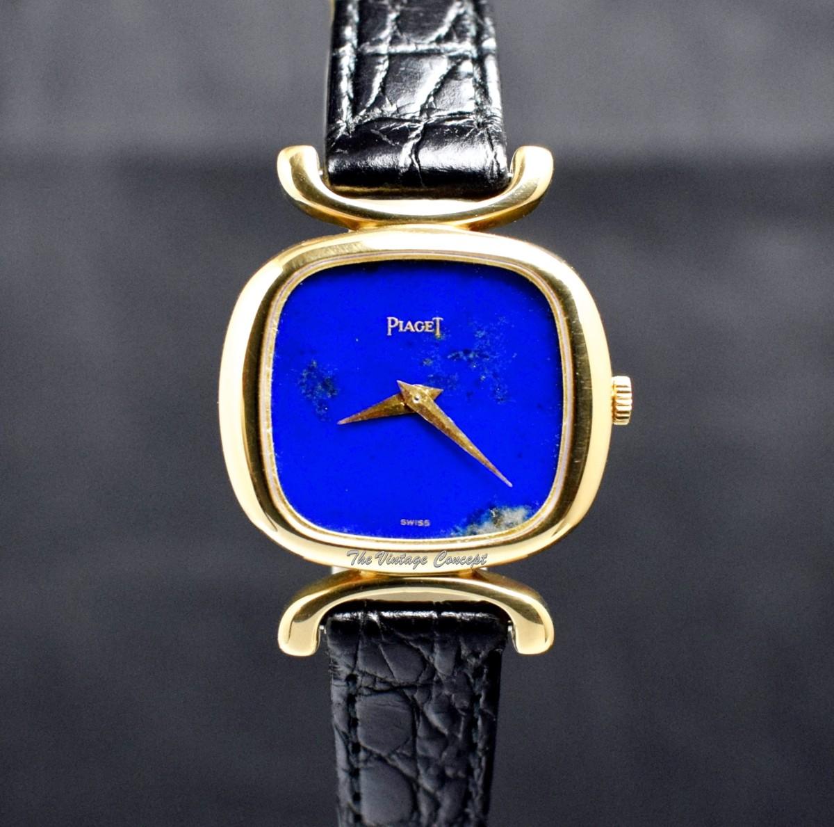 Piaget 18K YG Integral Lugs Lapis Dial 9451D Manual Wind Watch