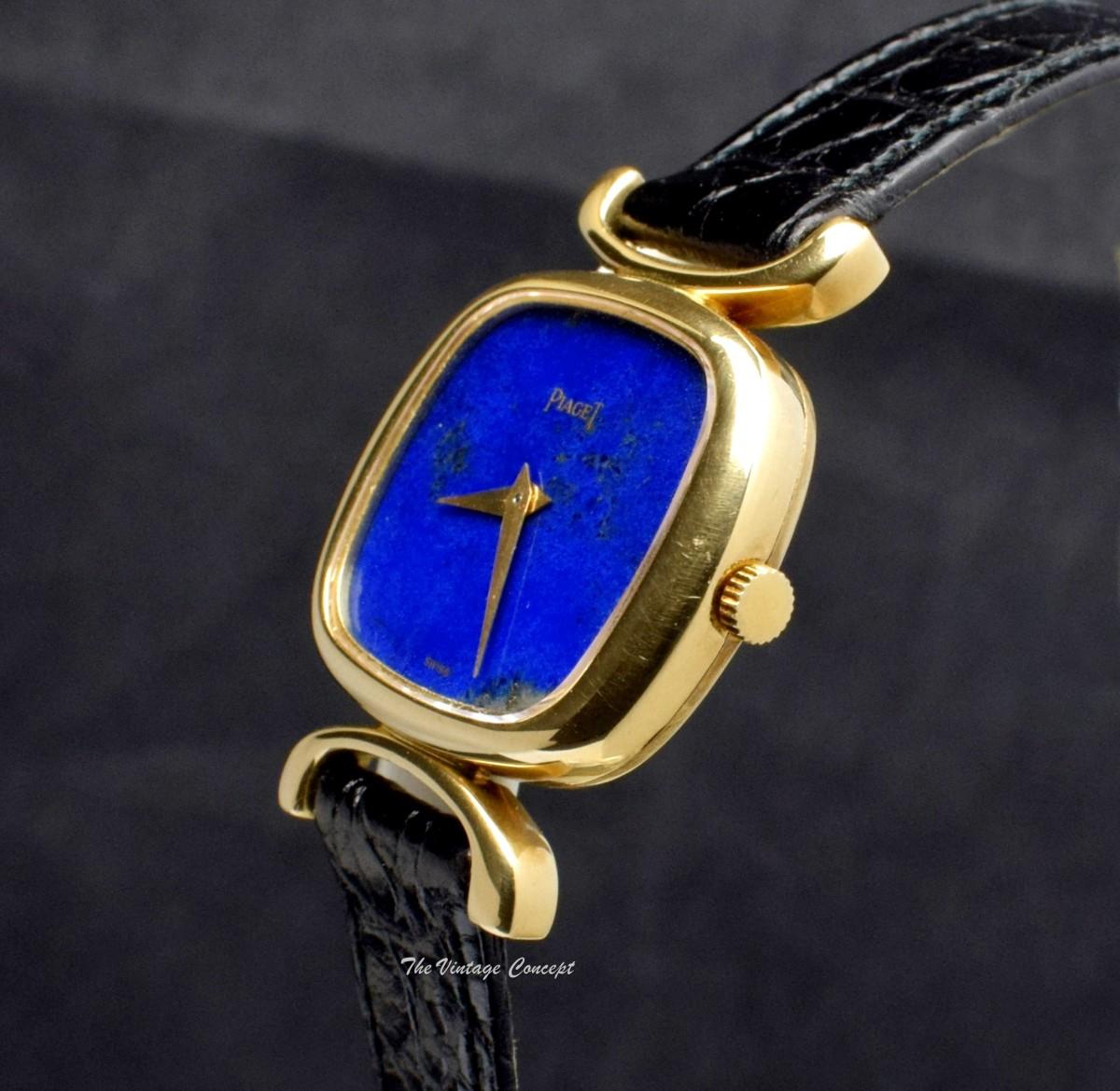 Piaget 18K YG Integral Lugs Lapis Dial 9451D Manual Wind Watch