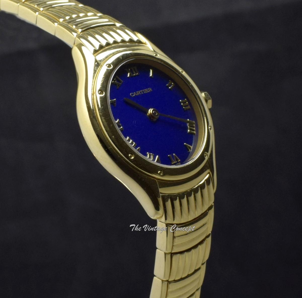 Cartier 18K YG Quartz Cougar 11701 Blue Dial with Roman Indexes Ladies Watch