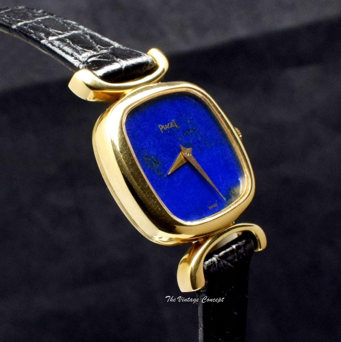 Piaget 18K YG Integral Lugs Lapis Dial 9451D Manual Wind Watch