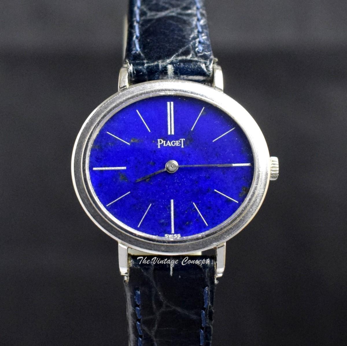 Piaget 18K WG Oval Mini Lapis Dial 9801 Manual Ladies Watch