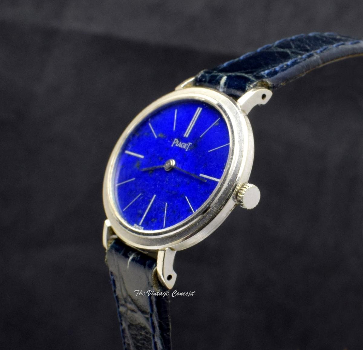 Piaget 18K WG Oval Mini Lapis Dial 9801 Manual Ladies Watch