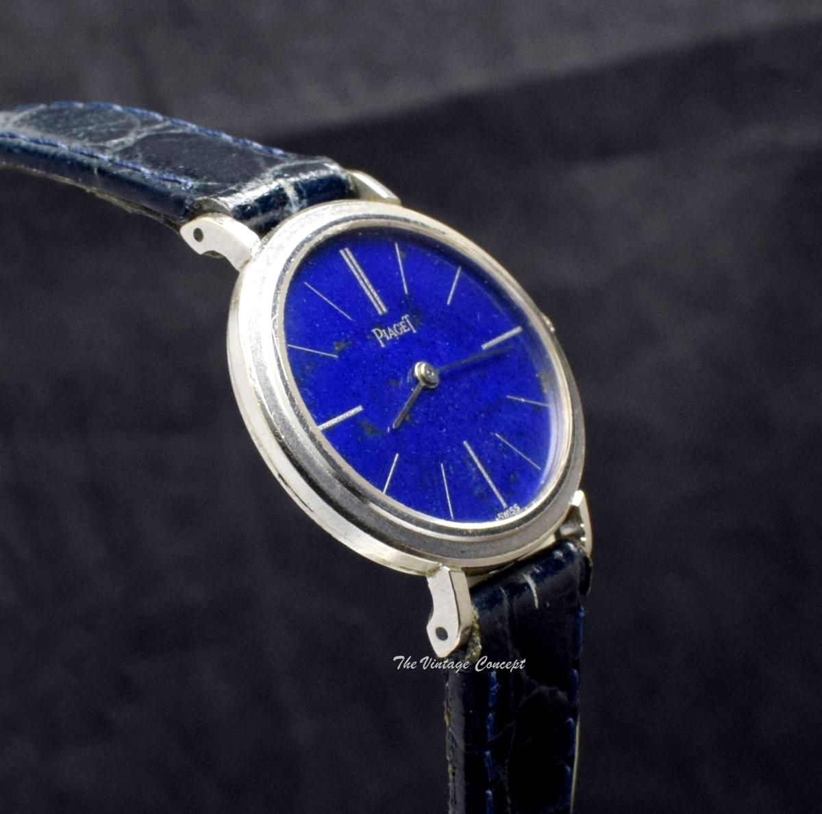 Piaget 18K WG Oval Mini Lapis Dial 9801 Manual Ladies Watch