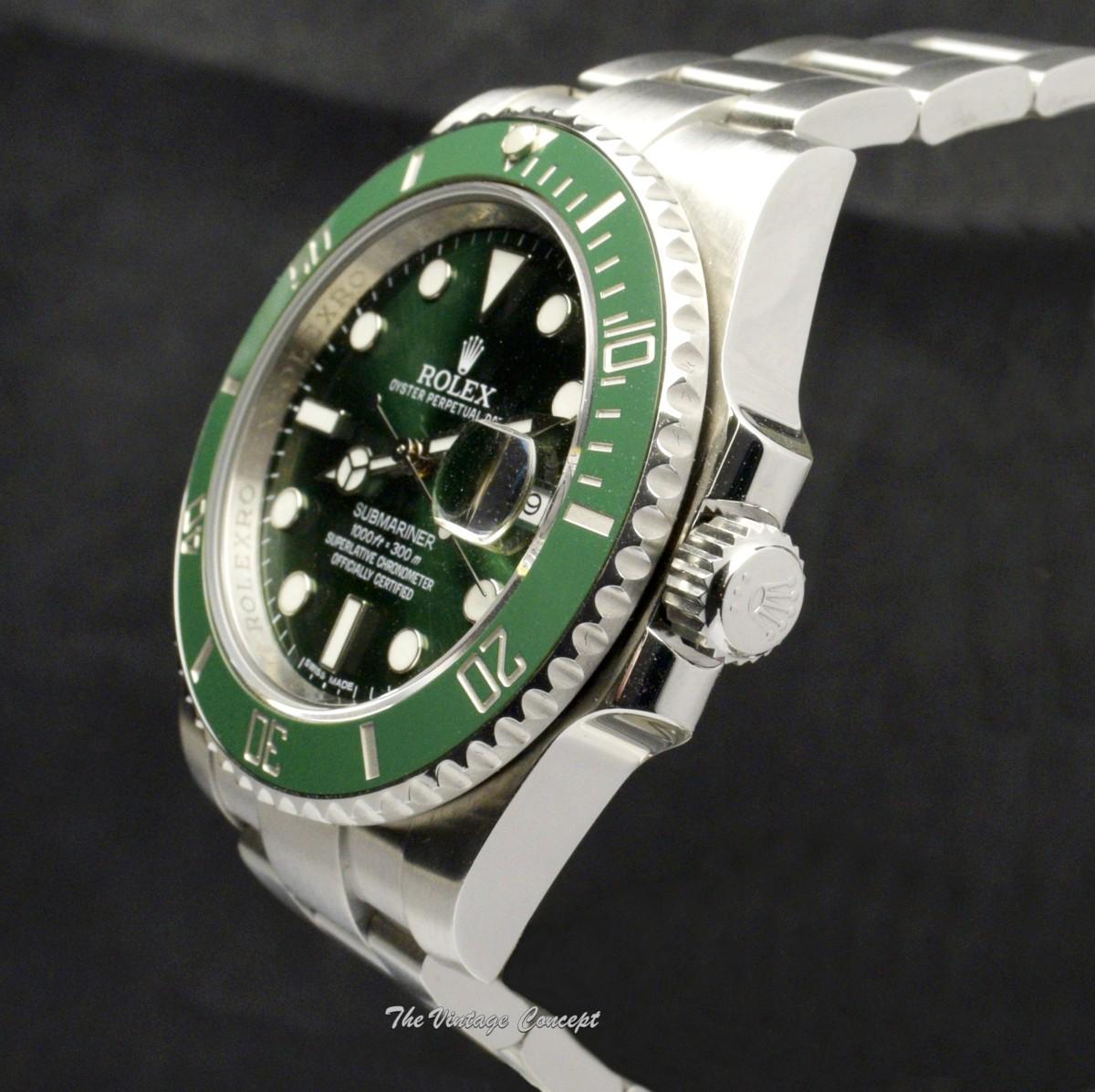 Pre-Owned Rolex Steel Submariner Date HULK Green Dial 116610LV w/ Original Guarantee Card (SOLD)