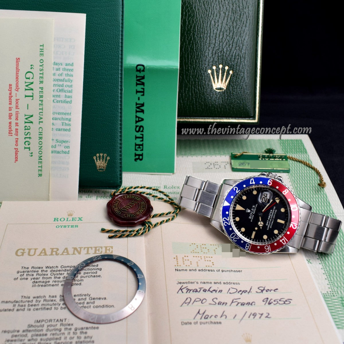 Rolex GMT-Master Matte Dial "Long E" 1675 (Complete Full Set) w/ Extra Insert   (SOLD)