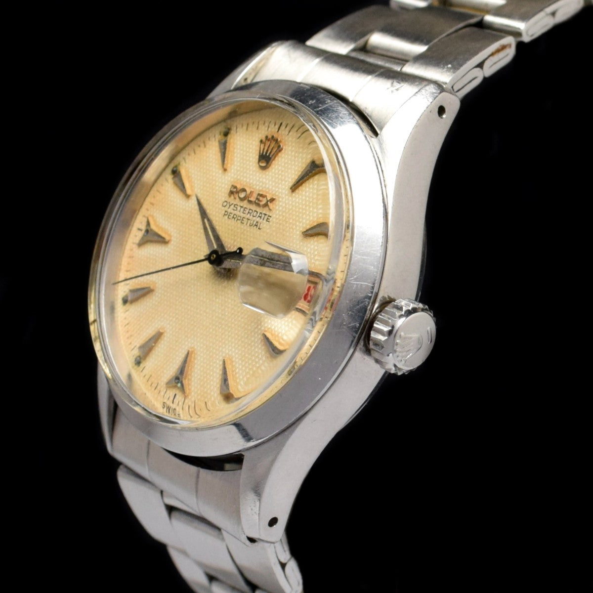 Rolex Oysterdate Perpetual Waffle Creamy Dial 6518  (SOLD)