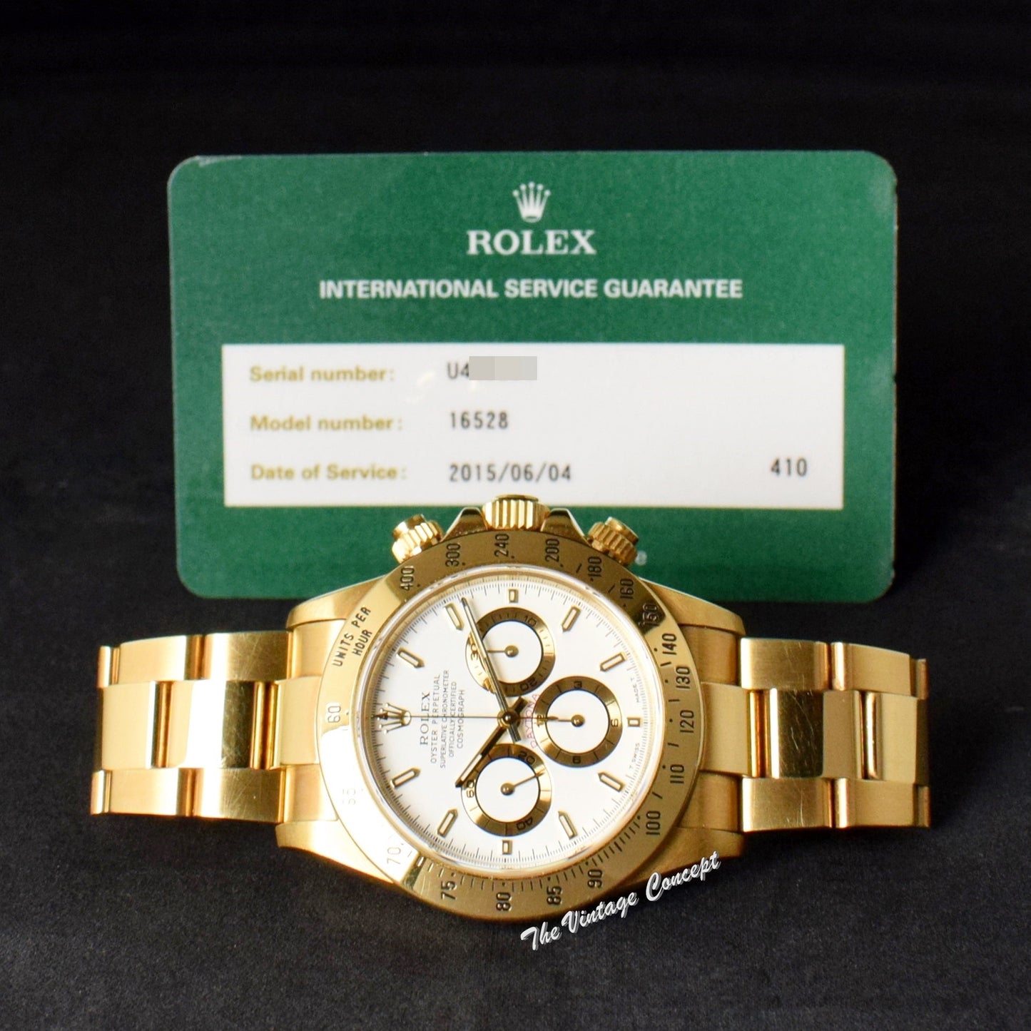 Rolex Daytona 18K YG White Dial 16528 w/ Rolex Service Card  (SOLD)