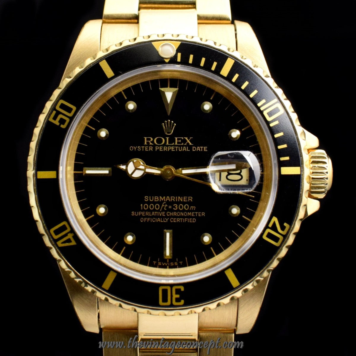 Rolex Submariner 18K YG Black Nipple Dial 16808 (SOLD)