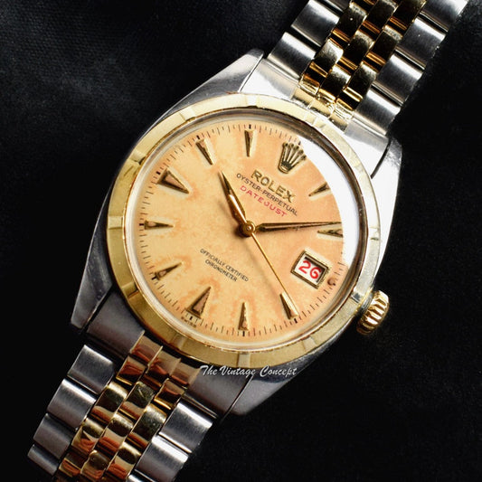 Rolex Big Bubbleback Two-Tones Red "Datejust" Creamy Dial 6105 ( SOLD )