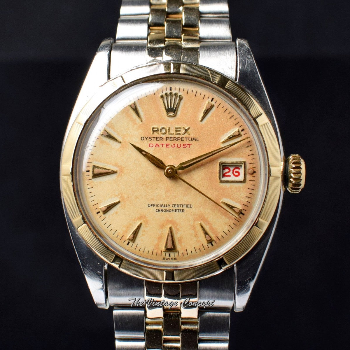 Rolex Big Bubbleback Two-Tones Red "Datejust" Creamy Dial 6105 ( SOLD )