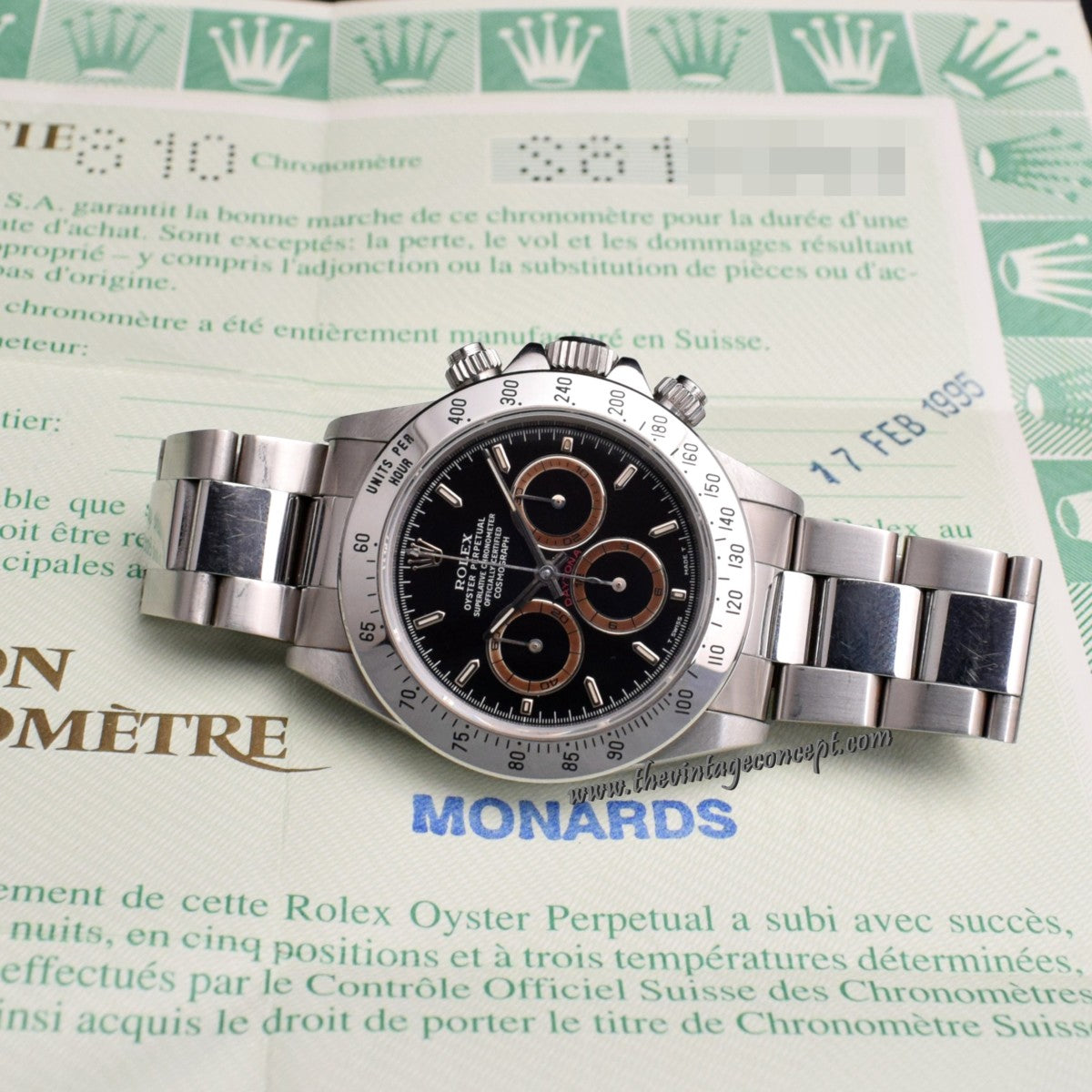 Rolex Daytona Black Patrizzi Dial 16520 w/ Original Paper (SOLD)