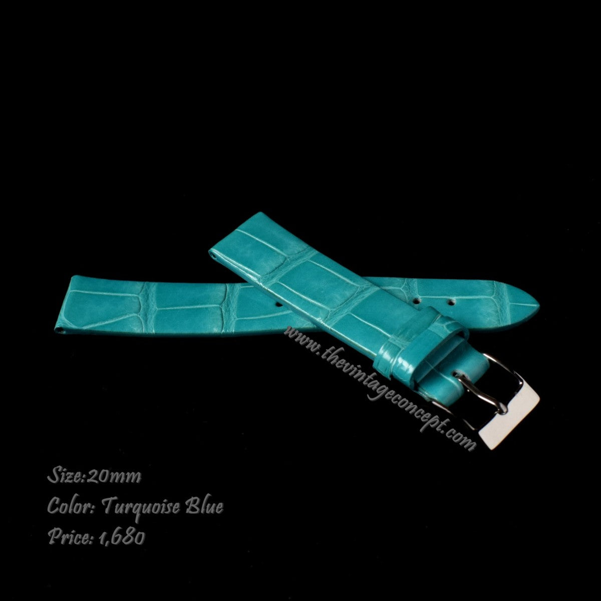 20 x 16mm Turquoise Blue Crocodile Strap  (SOLD)