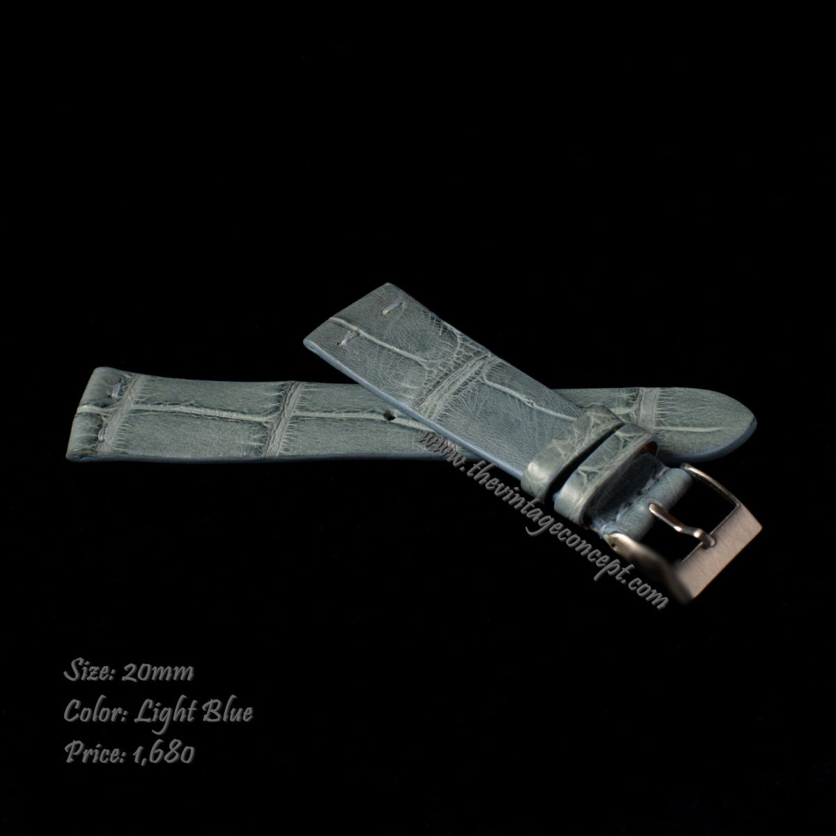 20 x 16mm Matte Greyish Black Crocodile Strap  (SOLD)