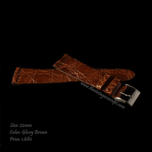 22 x 16mm Glossy Brown Crocodile Strap  (SOLD)