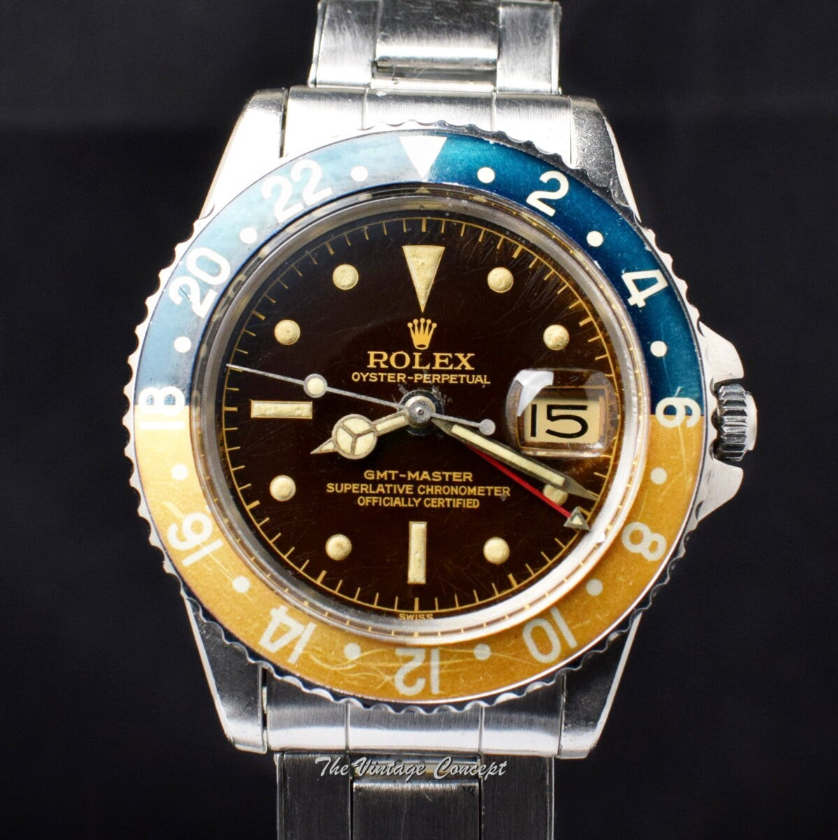 Rolex GMT-Master PCG Chapter Ring Tropical Gilt Dial 1675 (SOLD)