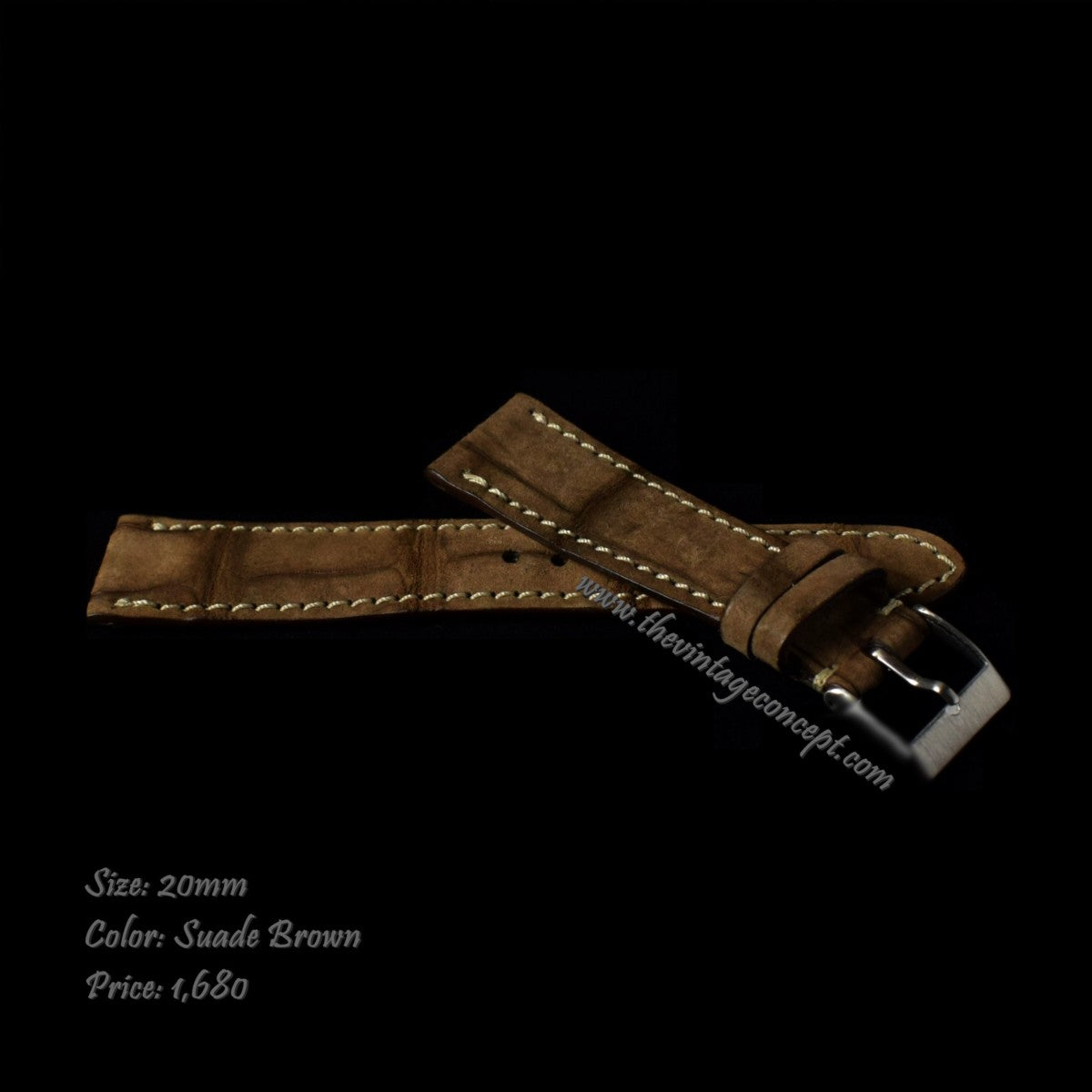 20 x 16mm Brown Crocodile Strap  (SOLD)