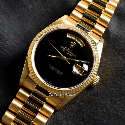 Rolex Day-Date 18K YG Onyx Dial 18038  (SOLD)