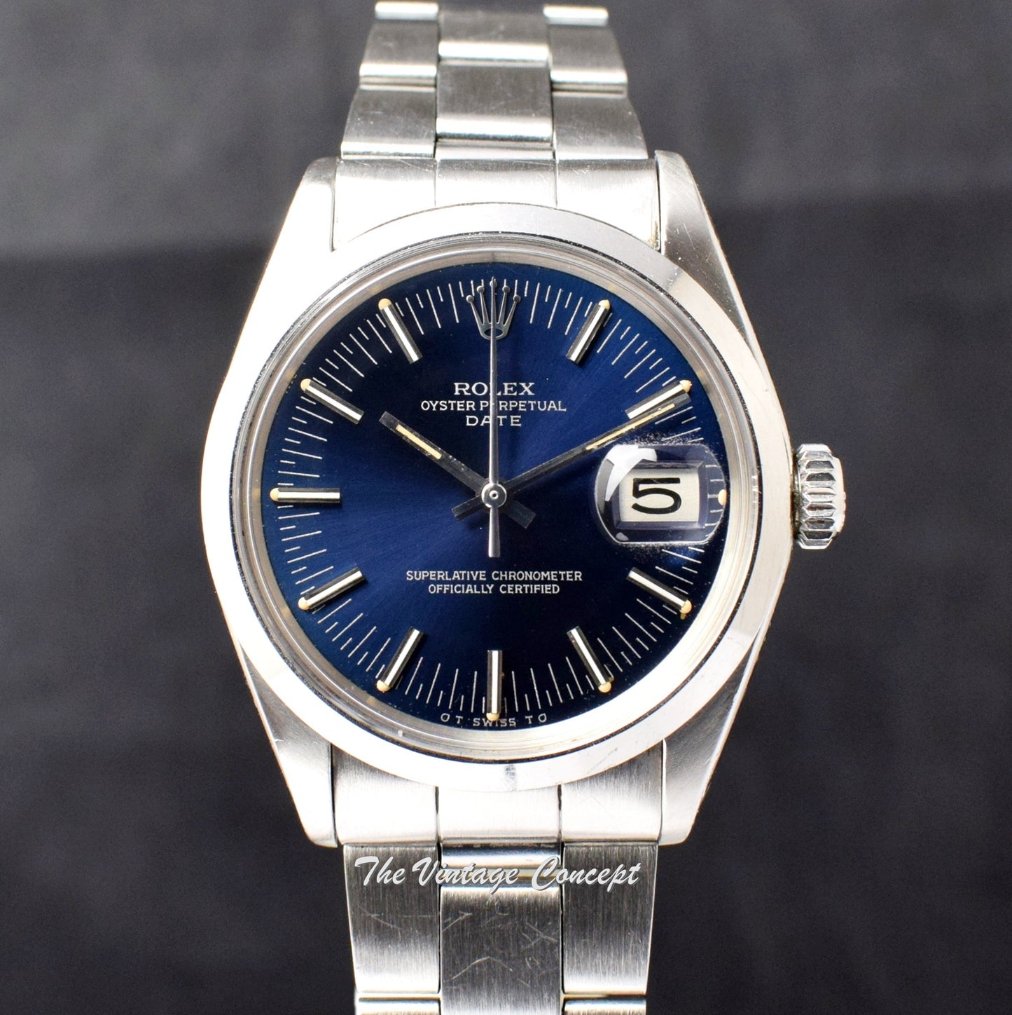 Rolex Oyster Perpetual Date Blue Dial Silver Print Sigma 1500  (SOLD)