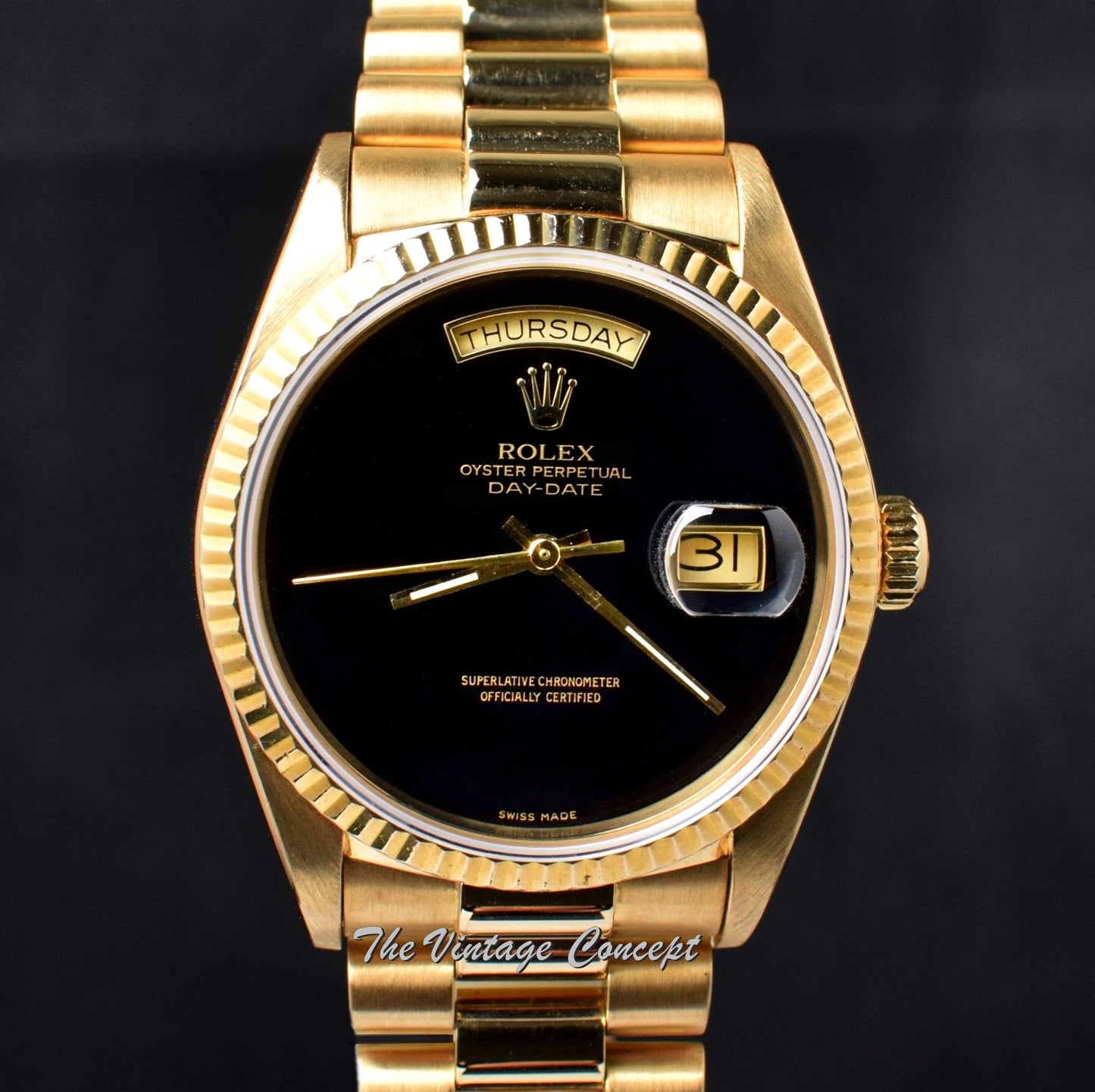 Rolex Day-Date 18K YG Onyx Dial 18038  (SOLD)