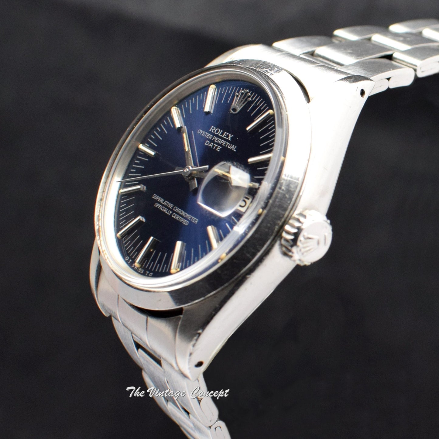 Rolex Oyster Perpetual Date Blue Dial Silver Print Sigma 1500  (SOLD)