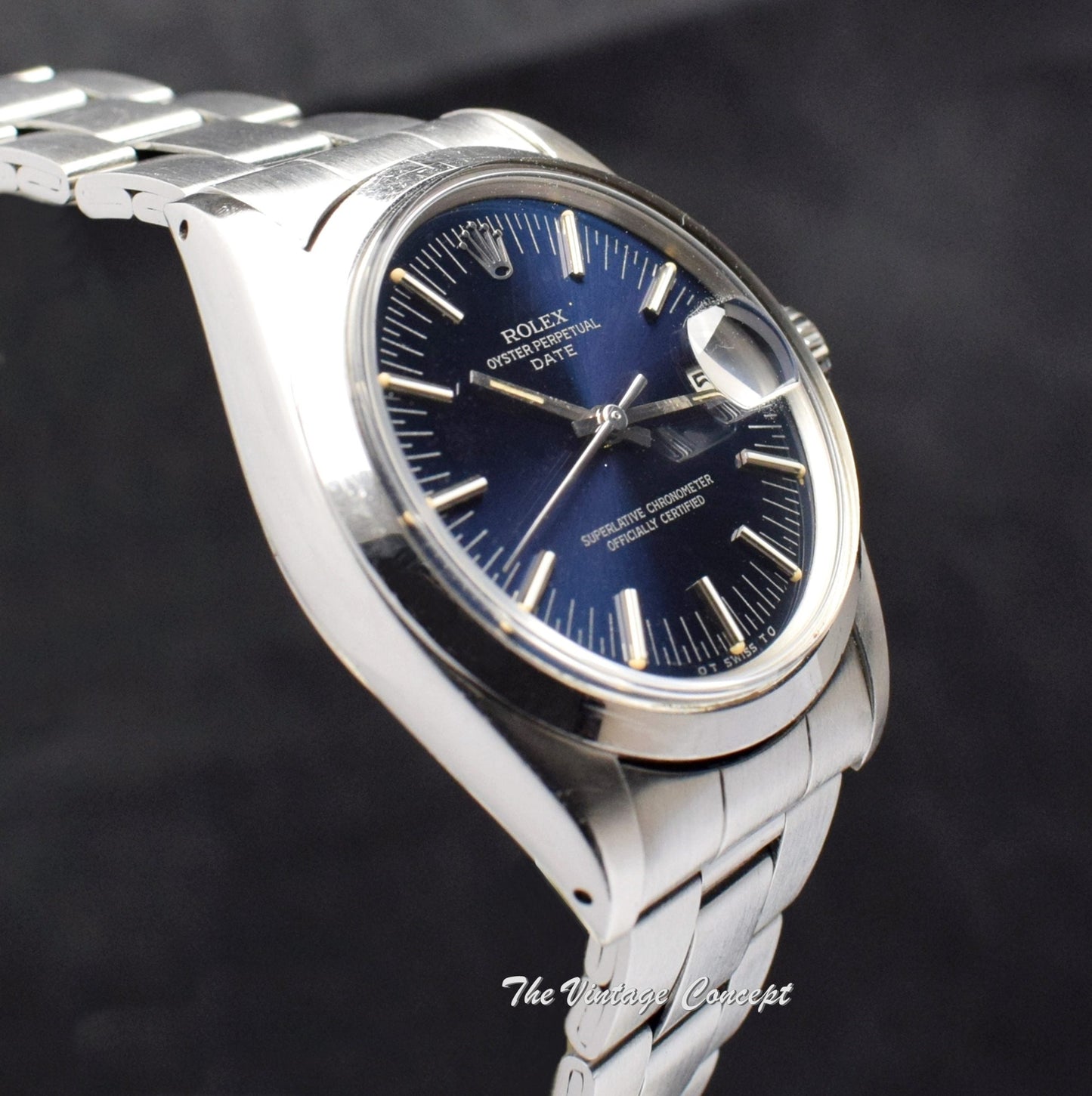 Rolex Oyster Perpetual Date Blue Dial Silver Print Sigma 1500  (SOLD)