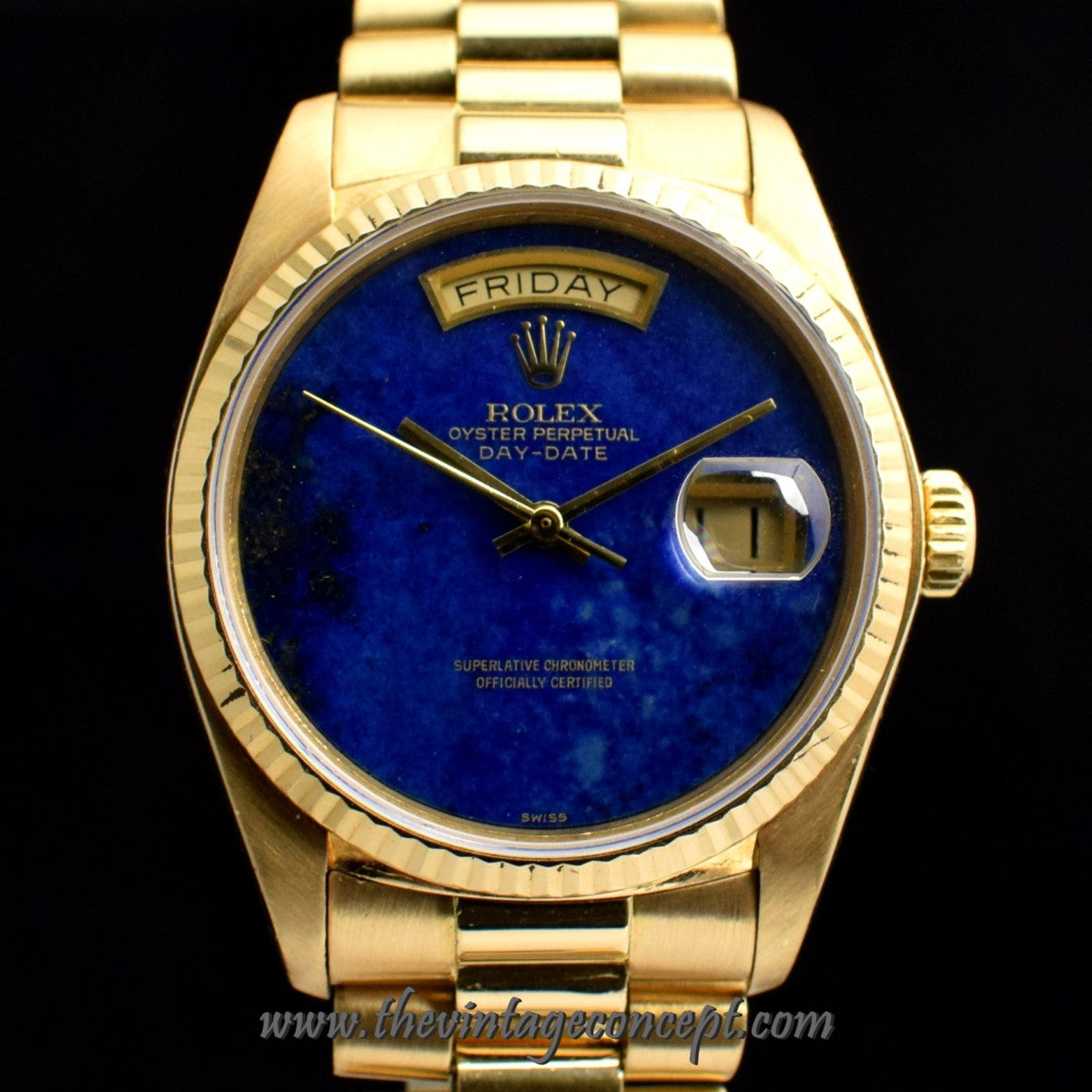 Rolex Day-Date 18K Yellow Gold Lapis Dial 18038 (SOLD)