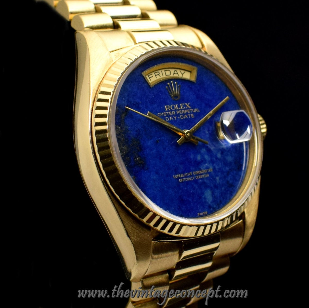 Rolex Day-Date 18K Yellow Gold Lapis Dial 18038 (SOLD)