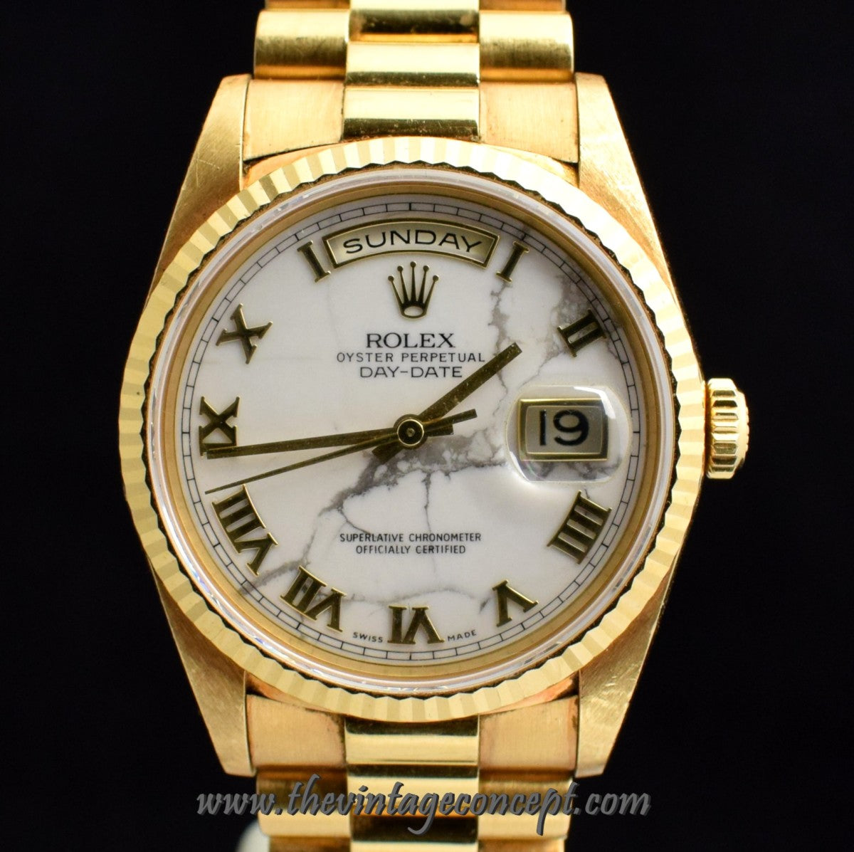 Rolex Day-Date 18K Yellow Gold Marble Dial Roman Index 18238 (SOLD)