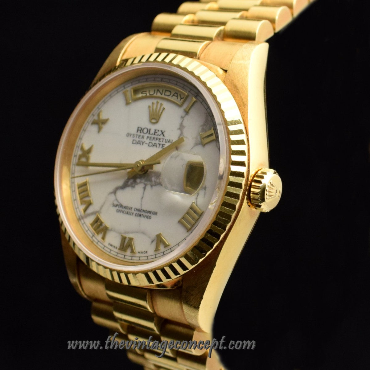 Rolex Day-Date 18K Yellow Gold Marble Dial Roman Index 18238 (SOLD)