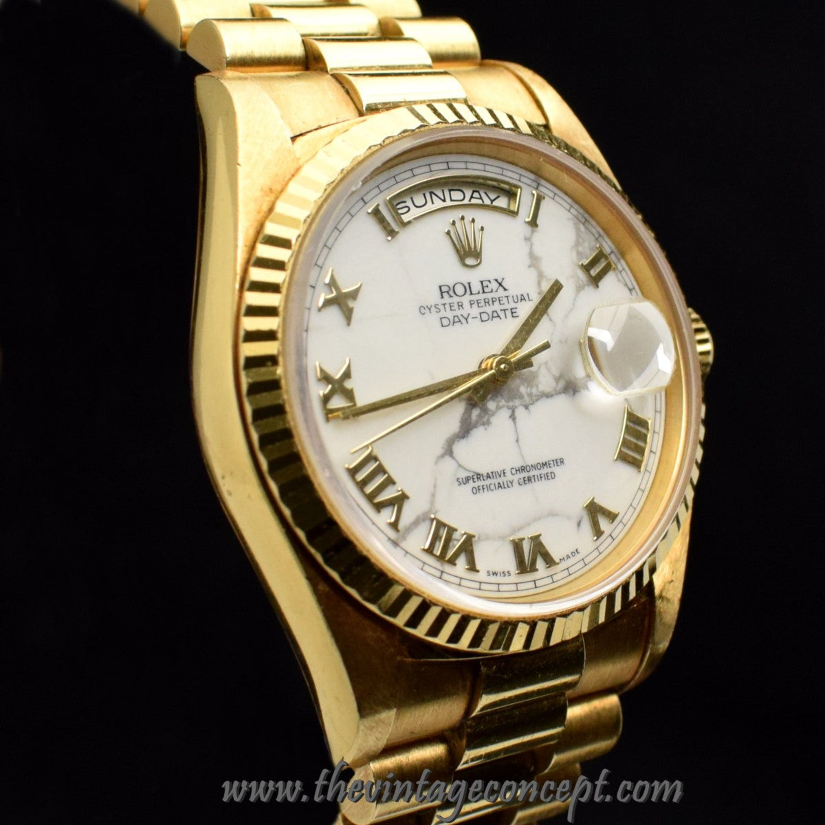 Rolex Day-Date 18K Yellow Gold Marble Dial Roman Index 18238 (SOLD)