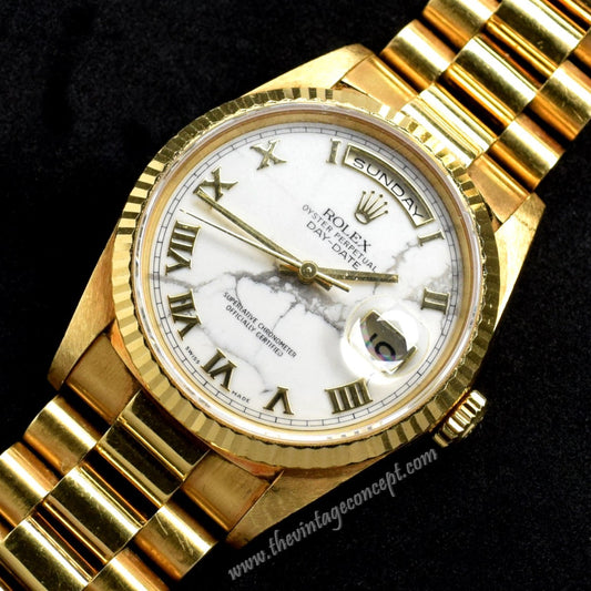 Rolex Day-Date 18K Yellow Gold Marble Dial Roman Index 18238 (SOLD)